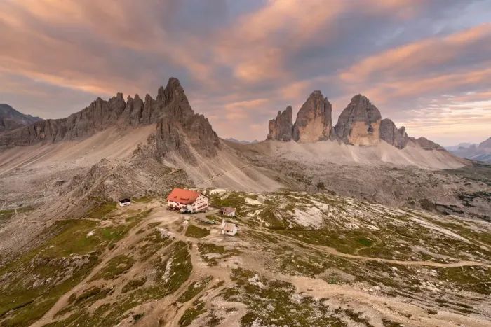 Framed Print : Europe, Italy, South Tyrol, Bolzano. Paterno, Tre Cime di Lavaredo and the Locatelli