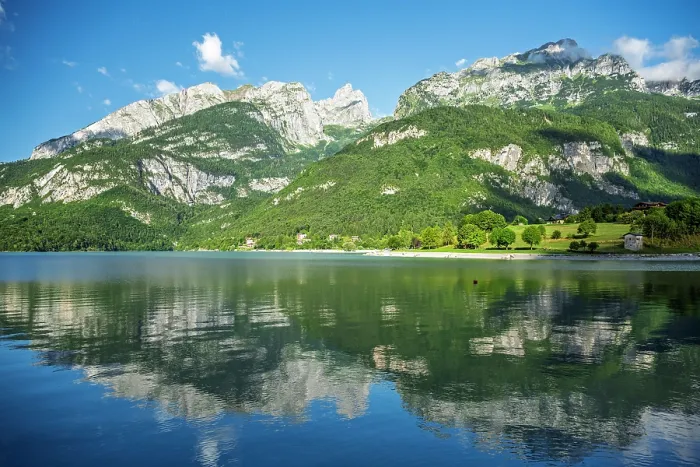 Framed Print : Europe, Italy, Trentino. The Brenta Dolomites reflecting in the lake Molveno Framed Print : Europe, Italy, Trentino. The Brenta Dolomites reflecting in the lake Molveno