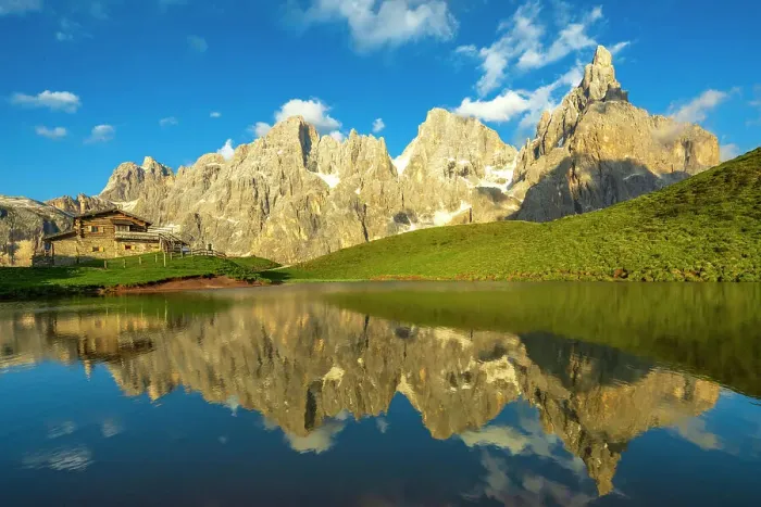 Framed Print : Europe, Italy, Trentino. The peaks of the Pala Group, the biggest massif of the Dolomites, Unesco World Heritage site at sunset. Reflecting in the little lake near to the mountain hut Rifugio Segantini Framed Print : Europe, Italy, Trentino. The peaks of the Pala Group, the biggest massif of the Dolomites, Unesco World Heritage site at sunset. Reflecting in the little lake near to the mountain hut Rifugio Segantini