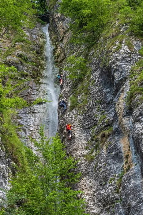 Framed Print : Europe, Italy, Trentino. The waterfall of Ballino and its via ferrata Framed Print : Europe, Italy, Trentino. The waterfall of Ballino and its via ferrata