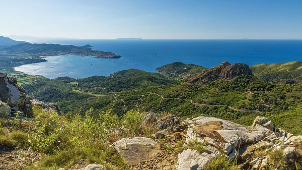 europe, Italy, Tuscany, Elba Island, view from the GTE hike towards the Volterraio castle