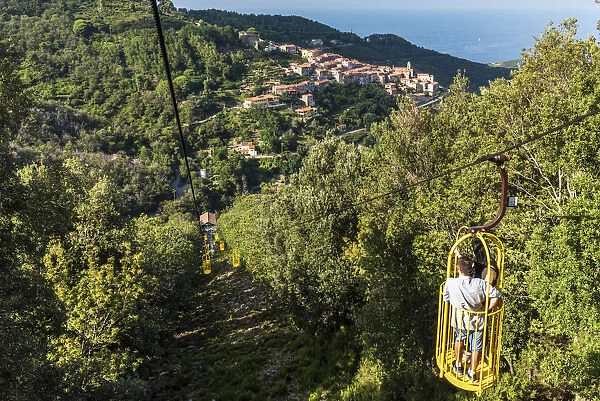 europe, Italy, Tuscany, Elba Island, in the cable car up to Monte Capanne