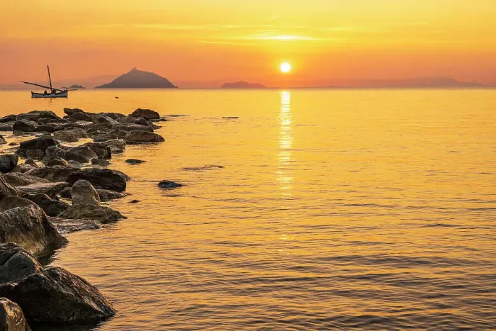 Framed Print : Europe, Italy, Tuscany. Elba Island, sunrise in Cavo with view towards the Isola dei Topi Framed Print : Europe, Italy, Tuscany. Elba Island, sunrise in Cavo with view towards the Isola dei Topi