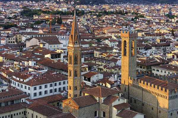 Europe, Italy, Tuscany, Florence, View from the Palazzo Vecchio Tower, Badia Fiorentina