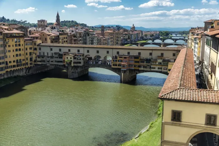 Framed Print : Europe, Italy, Tuscany, Florence, View of Ponte Vecchio from Uffizi Gallery Framed Print : Europe, Italy, Tuscany, Florence, View of Ponte Vecchio from Uffizi Gallery
