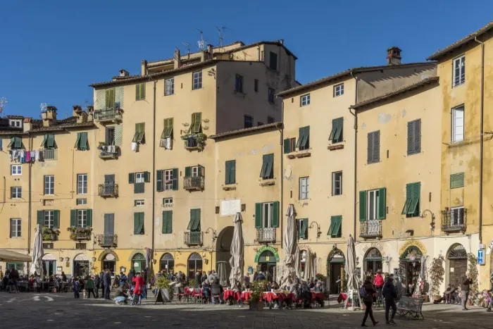 Framed Print : Europe, Italy, Tuscany. Lucca, view of the Piazza dell anfiteatro Framed Print : Europe, Italy, Tuscany. Lucca, view of the Piazza dell anfiteatro
