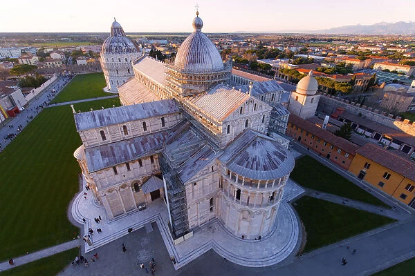 Europe, Italy, Tuscany, Pisa. Aerial view of the Cathedral at sunset