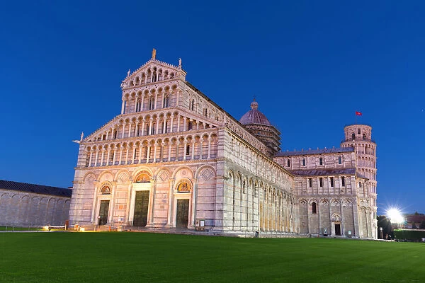 Europe, Italy, Tuscany, Pisa. Cathedral Square at dusk