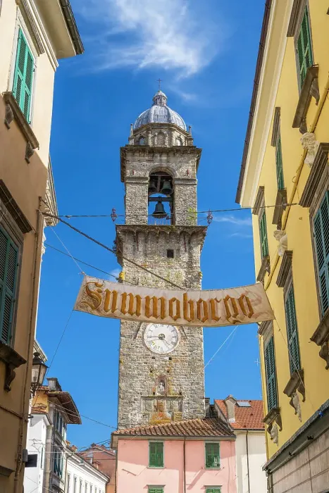 Framed Print : europe, Italy, Tuscany. Pontremoli, the bell tower in the historic centre of the town, crossed by the old pilgrimage route Via Francigena Framed Print : europe, Italy, Tuscany. Pontremoli, the bell tower in the historic centre of the town, crossed by the old pilgrimage route Via Francigena