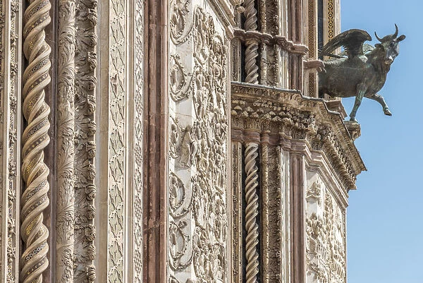europe, italy, Umbria, Orvieto. Detail of the facade of the cathedral