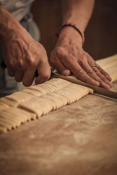 europe, italy, umbria. Pasta making traditional style
