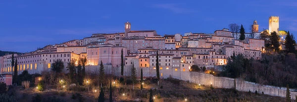Europe, Italy, Umbria, Perugia district. Nocera Umbra at dusk