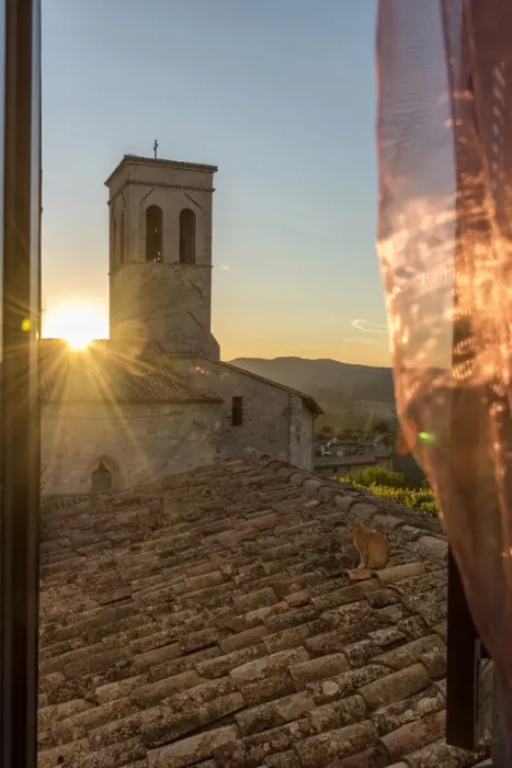 Framed Print : europe, italy, umbria. Sunset over the roofs of Montefalco Framed Print : europe, italy, umbria. Sunset over the roofs of Montefalco
