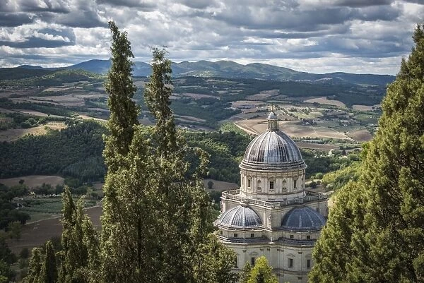 europe, Italy, Umbria. View from Todi to the pilgrimage church Santa Maria della