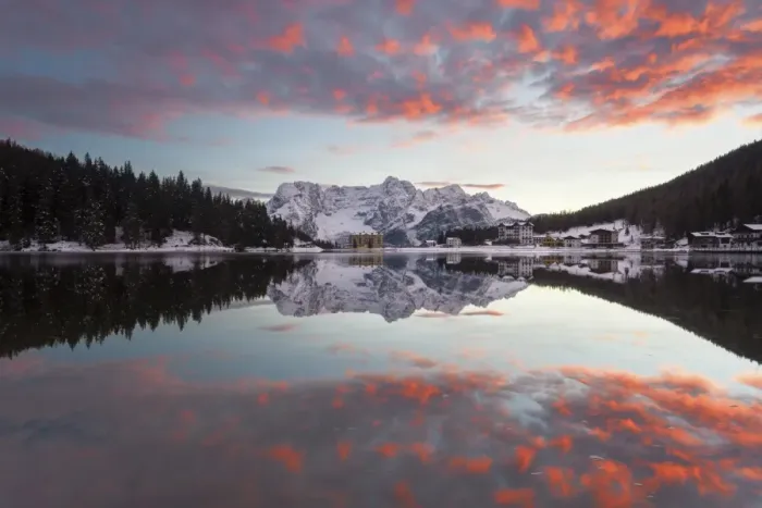 Framed Print : Europe, Italy, Veneto, Auronzo di Cadore. Amazing reflection at sunset on the lake of Misurina Framed Print : Europe, Italy, Veneto, Auronzo di Cadore. Amazing reflection at sunset on the lake of Misurina