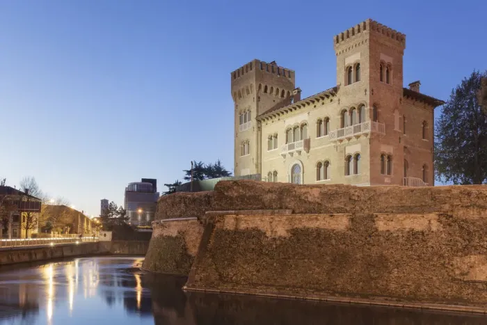 Framed Print : Europe, Italy, Veneto, Treviso. The Roman Castle and Sile river at dawn Framed Print : Europe, Italy, Veneto, Treviso. The Roman Castle and Sile river at dawn