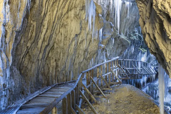 Framed Print : Europe, Italy, Veneto, Treviso, Fregona. The Caves of Caglieron in winter time Framed Print : Europe, Italy, Veneto, Treviso, Fregona. The Caves of Caglieron in winter time