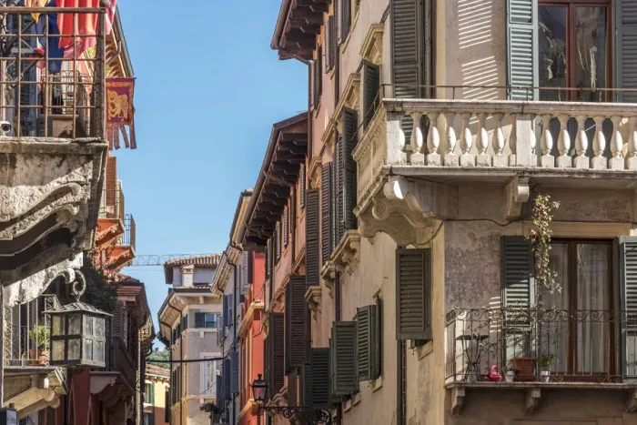 Framed Print : europe, Italy, Veneto. Verona, narrow street in the historic centre Framed Print : europe, Italy, Veneto. Verona, narrow street in the historic centre