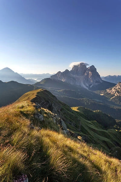 Europe, Italy, Veneto. View towards mount Pelmo as seen from the Mondeval or Corvo Alto