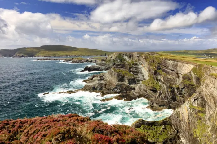 Framed Print : Europe, Kerry cliffs near Portmagee at sunset