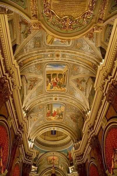Europe, Malta, Vittoriosa; The Interior of a Parish Church during the feast of the patron
