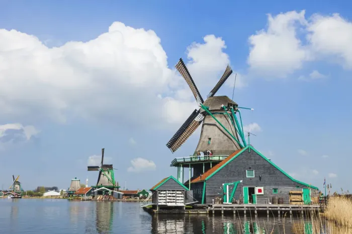 Framed Print : Europe, Netherlands, Zaandam, Zaanse Schans, Windmills