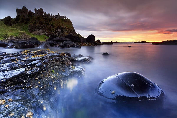 Europe, Northern Ireland Dunluce Castle at sunset