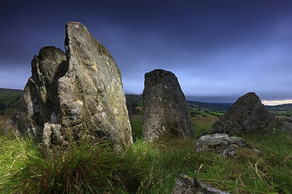 Europe, Northern Ireland, Ossians grave stone circle by night