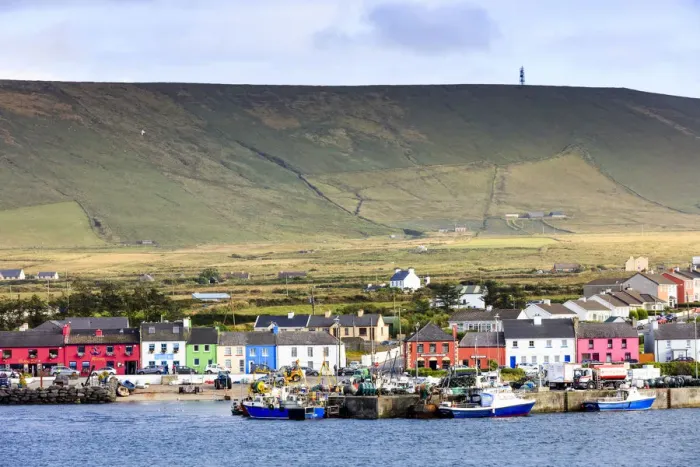 Framed Print : Europe, Portmagee fishermen village along Ring of Kerry Framed Print : Europe, Portmagee fishermen village along Ring of Kerry