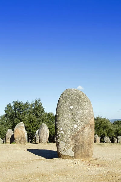 Europe, Portugal, Alentejo, Evora, neolithic megaliths at the Almendres Cromlech