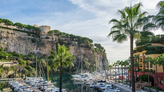 Framed Print : Europe, Principality of Monaco. The little harbour on foot of Monaco Ville