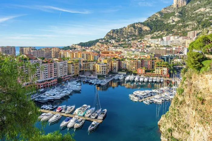 Framed Print : Europe, Principality of Monaco. The little harbour on foot of Monaco Ville in Fontvieille Framed Print : Europe, Principality of Monaco. The little harbour on foot of Monaco Ville in Fontvieille