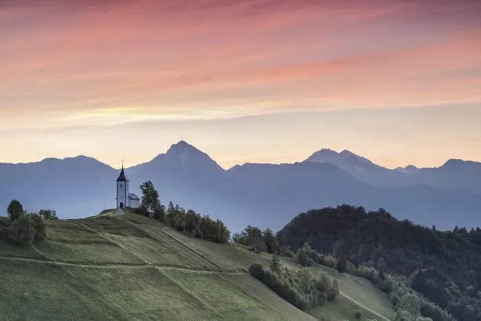 Framed Print : Europe, Slovenia. Church of St Primus and Felician in Jamnik in the early morning Framed Print : Europe, Slovenia. Church of St Primus and Felician in Jamnik in the early morning