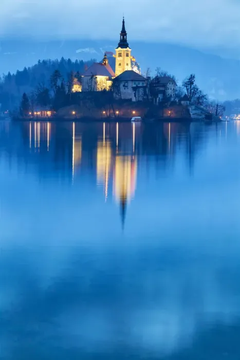 Framed Print : Europe, Slovenia, Upper Carniola. Iconic landscape of the lake of Bled with the Assumption Framed Print : Europe, Slovenia, Upper Carniola. Iconic landscape of the lake of Bled with the Assumption