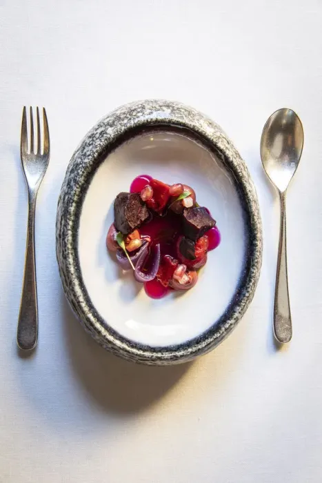 Framed Print : Europe, Spain, Catalonia, Girona, Red salad with beetroot vinagrette, roasted pepper Framed Print : Europe, Spain, Catalonia, Girona, Red salad with beetroot vinagrette, roasted pepper
