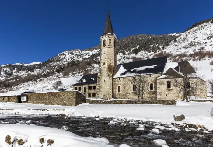Framed Print : Europe, Spain, Catalonia, Val d Aran, The church and the refuge of Mongarri in Alt Framed Print : Europe, Spain, Catalonia, Val d Aran, The church and the refuge of Mongarri in Alt