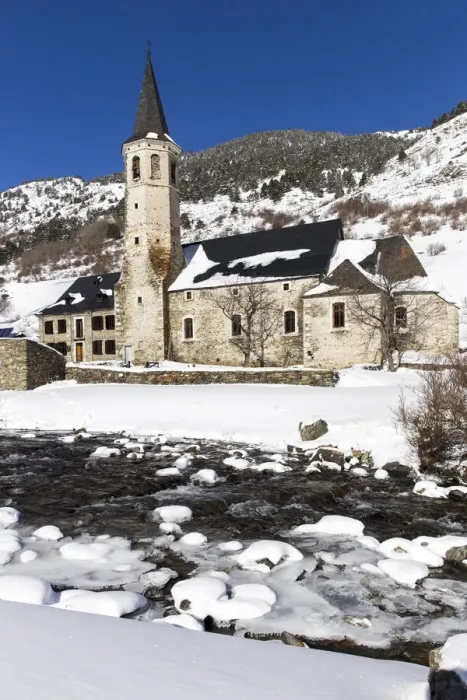 Framed Print : Europe, Spain, Catalonia, Val d Aran, The church and the refuge of Mongarri in Alt Framed Print : Europe, Spain, Catalonia, Val d Aran, The church and the refuge of Mongarri in Alt
