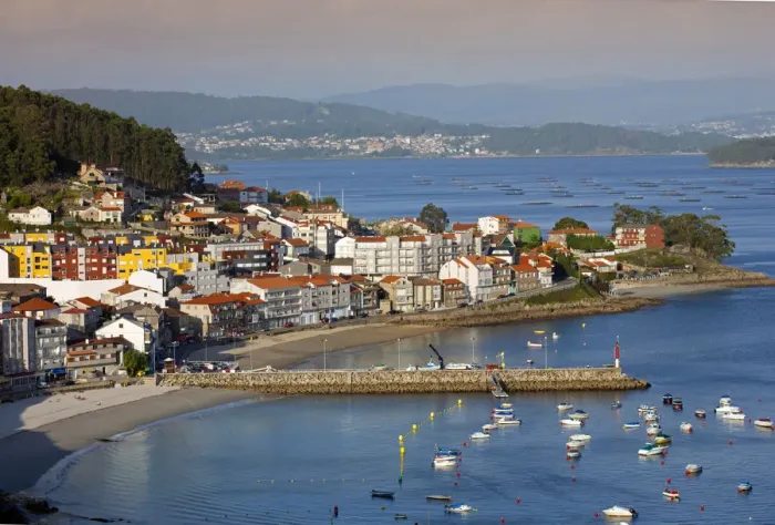 Framed Print : Europe, Spain, Galicia, Rias Baixas, Pontevedra, Poyo, view of the beach and fishing Framed Print : Europe, Spain, Galicia, Rias Baixas, Pontevedra, Poyo, view of the beach and fishing