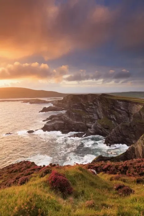 Framed Print : Europe, Spectacular Kerry cliffs at sunset along the Ring of Kerry Framed Print : Europe, Spectacular Kerry cliffs at sunset along the Ring of Kerry