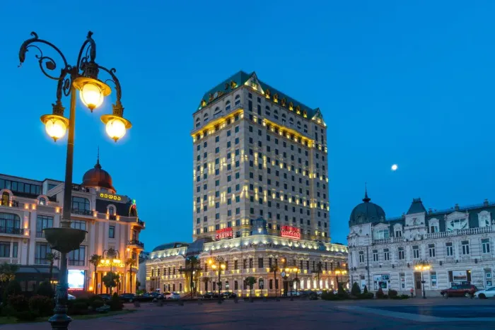 Framed Print : Europe square at twilight in the center of the city of Batumi. Adjara region, Georgia Framed Print : Europe square at twilight in the center of the city of Batumi. Adjara region, Georgia