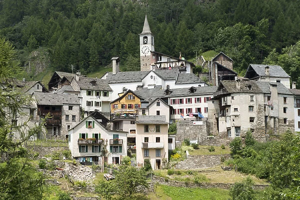 Europe, Switzerland, Ticino, the hillside village of Fusio