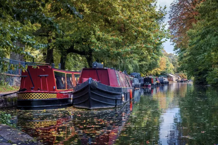 Framed Print : Europe, UK, England, London, Hackney, Regents Canal, houseboats Framed Print : Europe, UK, England, London, Hackney, Regents Canal, houseboats