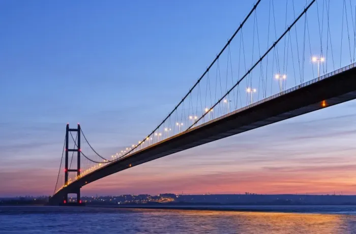 Framed Print : Europe, United Kingdom, England, East Yorkshire, Hull, Humber Bridge