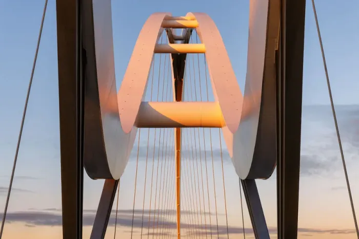 Framed Print : Europe, United Kingdom, England, Stock On Tees, Infinity Bridge Framed Print : Europe, United Kingdom, England, Stock On Tees, Infinity Bridge