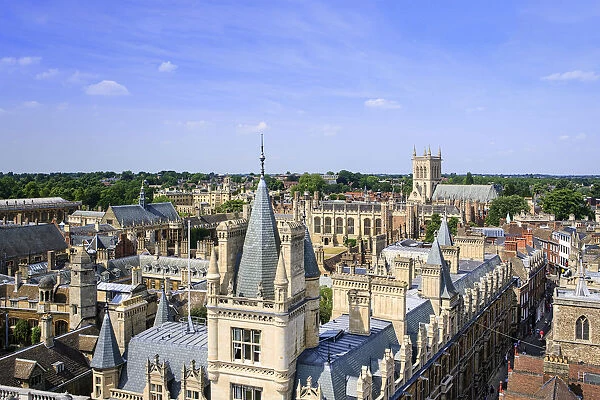 Europe, United Kingdom, England, Cambridge, Cambridge University, view from the tower
