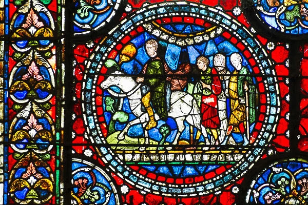 Europe, United Kingdom, England, Kent, Canterbury, medieval stained glass in the cathedral
