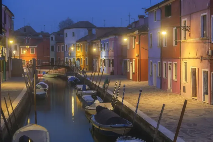 Framed Print : Evening in Burano, Venice, Italy Framed Print : Evening in Burano, Venice, Italy