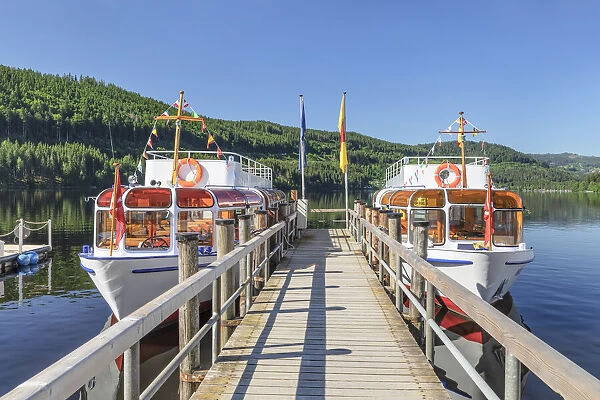 Excursion boats at Titisee lake, Black Forest, Baden-Wurttemberg, Germany