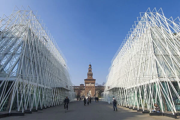 Expo gate in front of Sforzesco castle. Milan, Lombardy, Italy