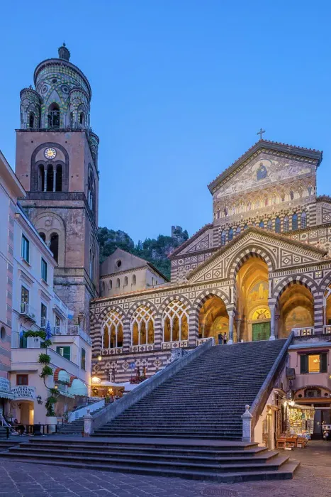 Framed Print : The Exterior of the Amalfi Cathedral at Dusk, Amalfi, Campania, Italy Framed Print : The Exterior of the Amalfi Cathedral at Dusk, Amalfi, Campania, Italy